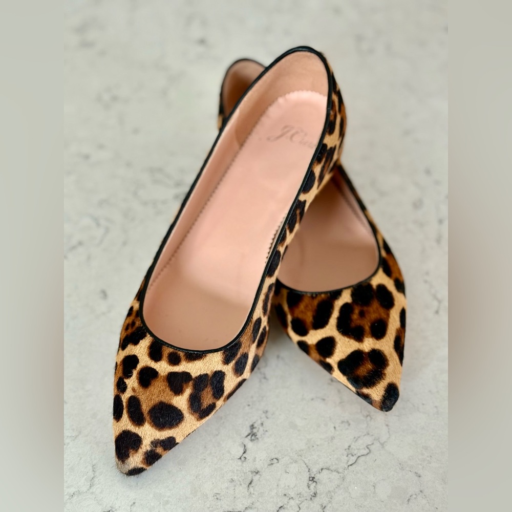 J Crew Leopard Print Calf Hair Flats size 7 Never worn!